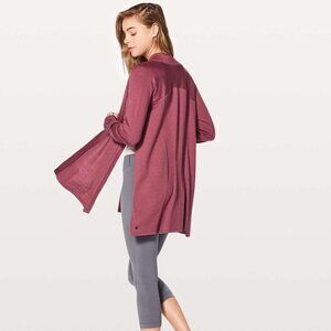 Lululemon Blissful Zen Sweater-So Merlot- Merino Wool Open Cardigan- Size 8